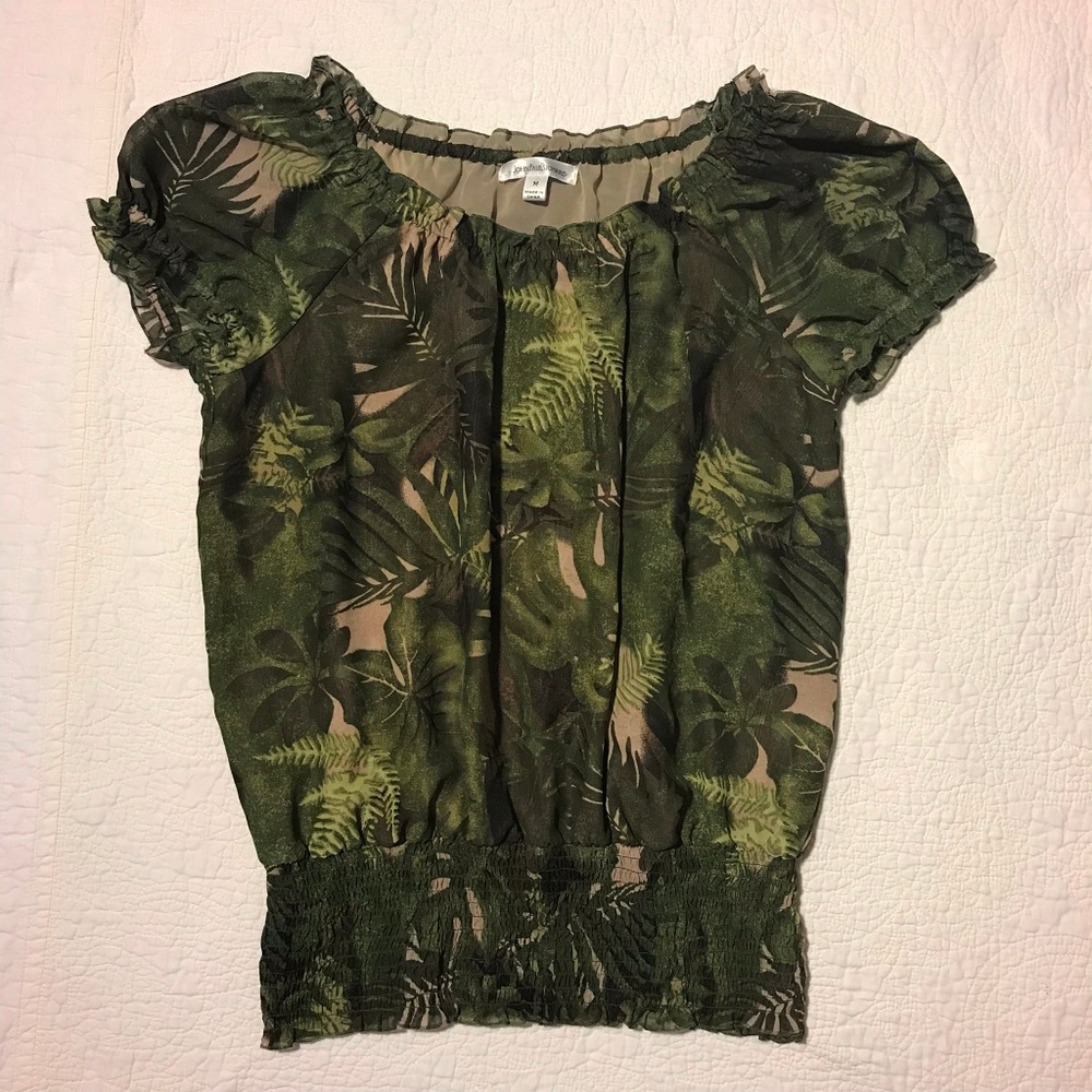 John Paul Richard Top Green Fern Foliage Elastic M